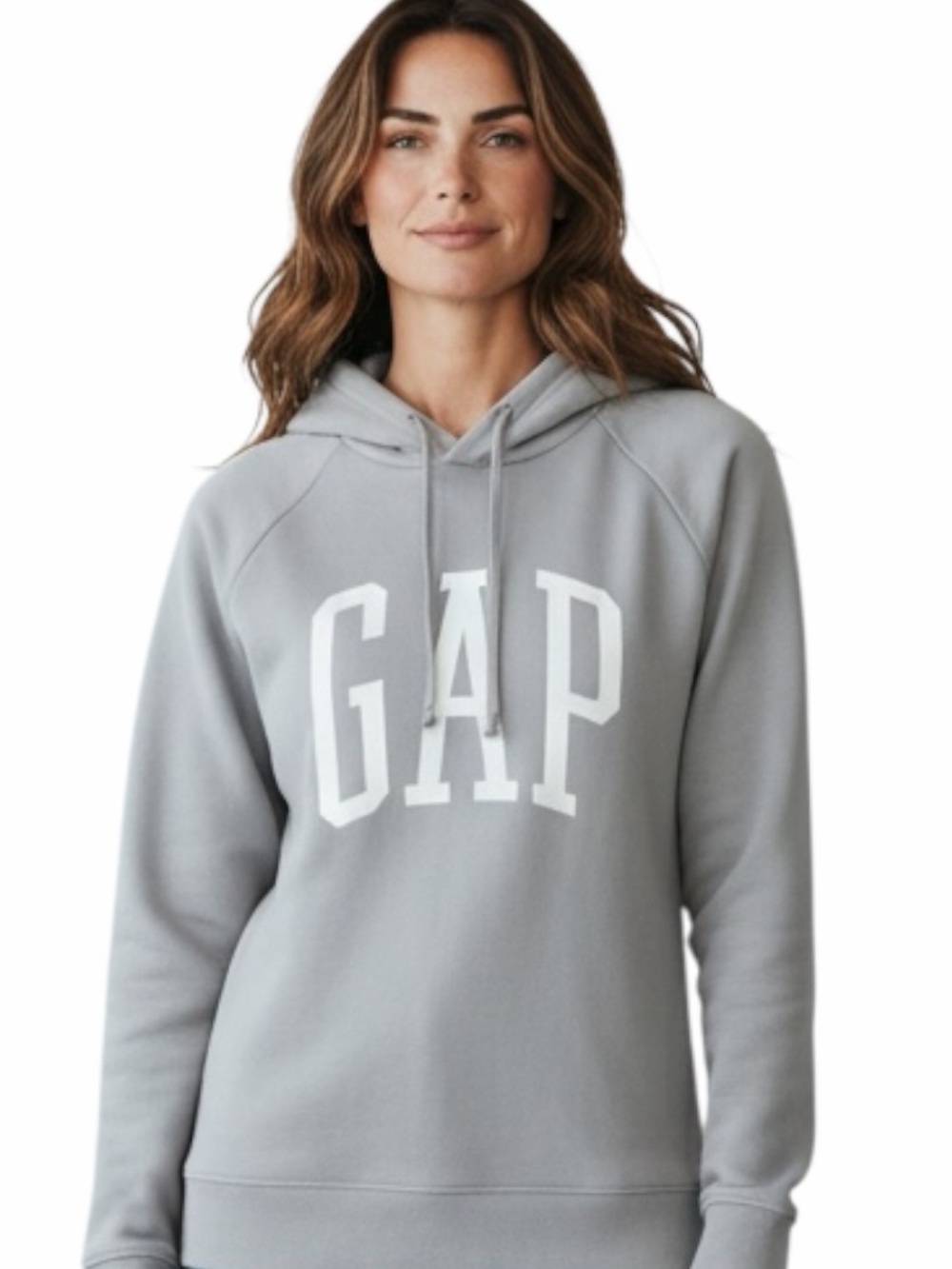 GAP Light Gray Women’s Hoodie with White Logo
Size L